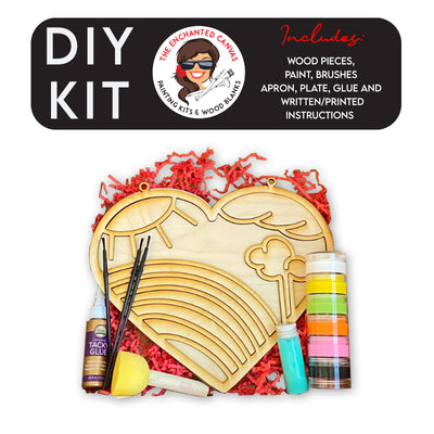 Rainbow Heart Wood Painting Kit